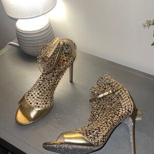 Rene Caovilla Gold Heels